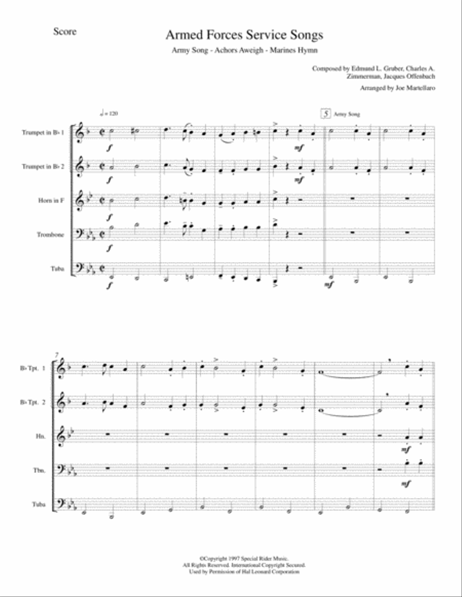 Armed Forces Service Songs Brass Ensemble scores gallery preview page 2
