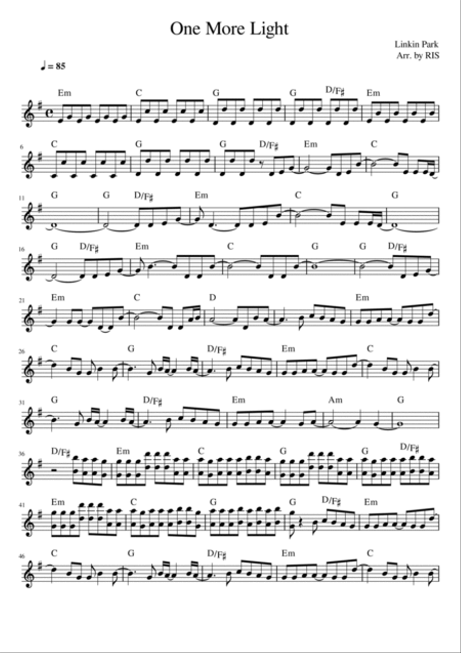 One More Light Easy Piano scores gallery preview page 2