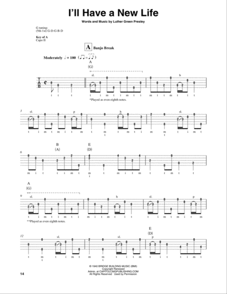 I'll Have A New Life Banjo scores gallery preview page 1
