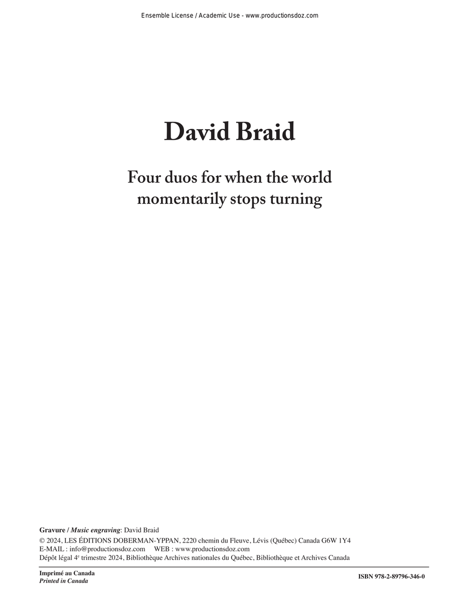 Four duos for when the world momentarily stops turning Piano Accompaniment scores gallery preview page 1