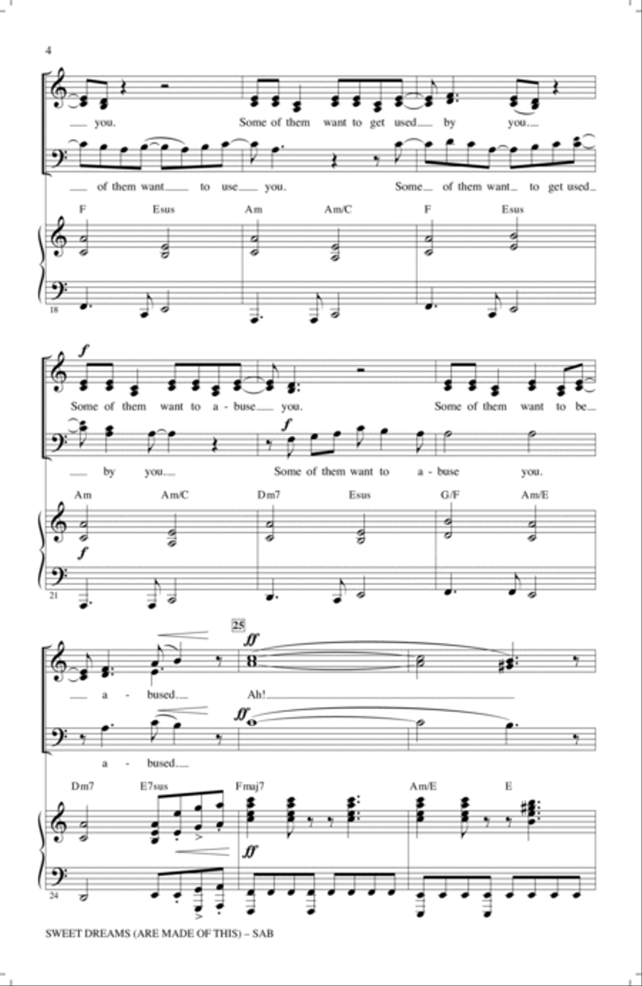 Sweet Dreams (Are Made Of This) 3-Part scores gallery preview page 3