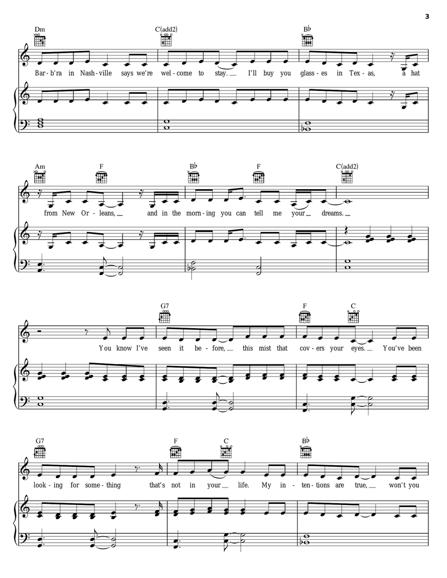 You Can Sleep While I Drive Piano, Vocal, Guitar scores gallery preview page 3