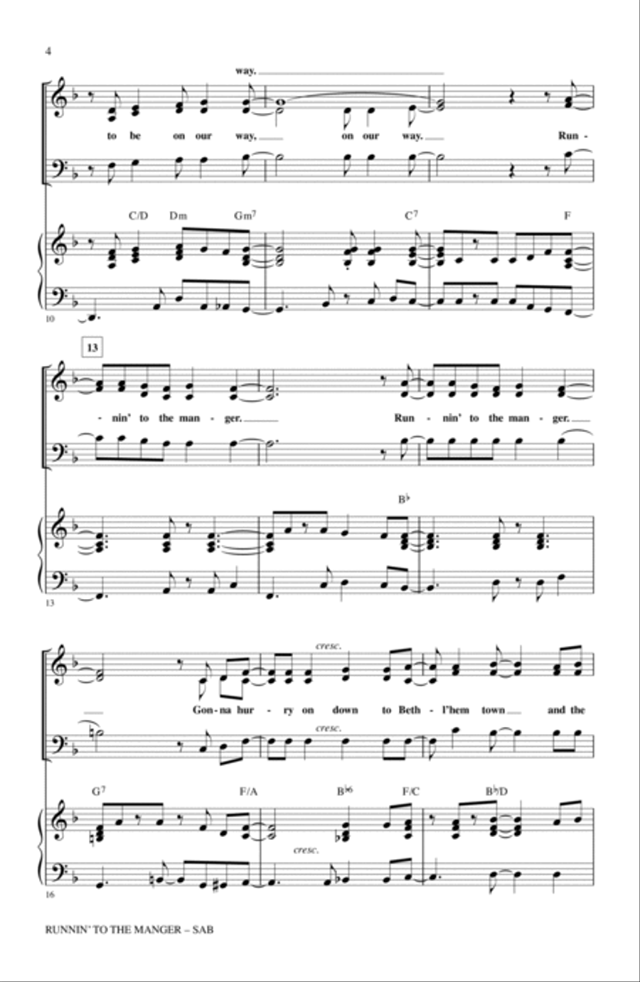 Runnin' To The Manger (Hear The Angels Sing) 3-Part scores gallery preview page 2