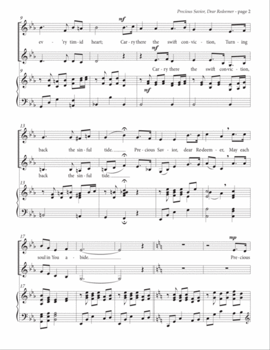 Precious Savior, Dear Redeemer—Soprano-Alto Vocal Duet and Piano Alto Voice scores gallery preview page 3