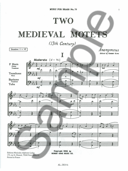 2 Medi Val Motets (trio - Brass)