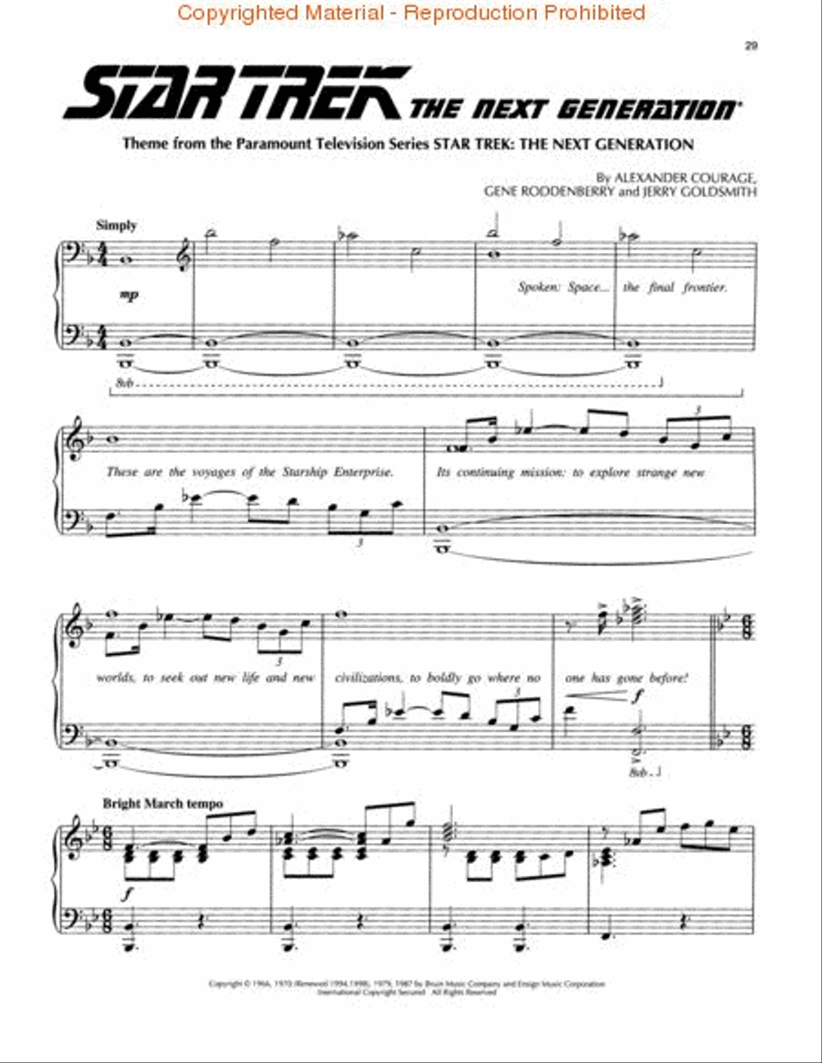 Complete Star Trek Theme Music - Piano Solo