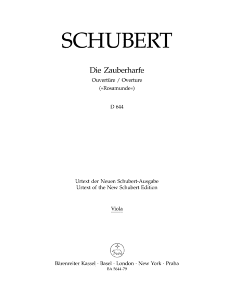 Die Zauberharfe. Ouverture C major D 644 'Rosamunde' Viola scores gallery preview page 1