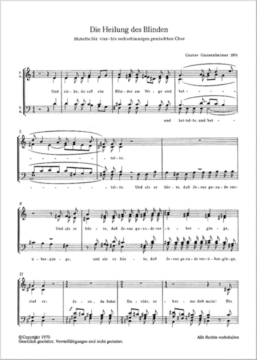 Die Heilung des Blinden 4-Part scores gallery preview page 1