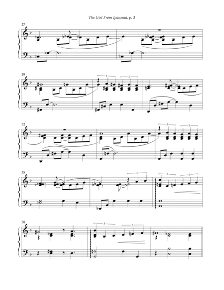 The Girl From Ipanema (garôta De Ipanema) Piano Solo scores gallery preview page 3