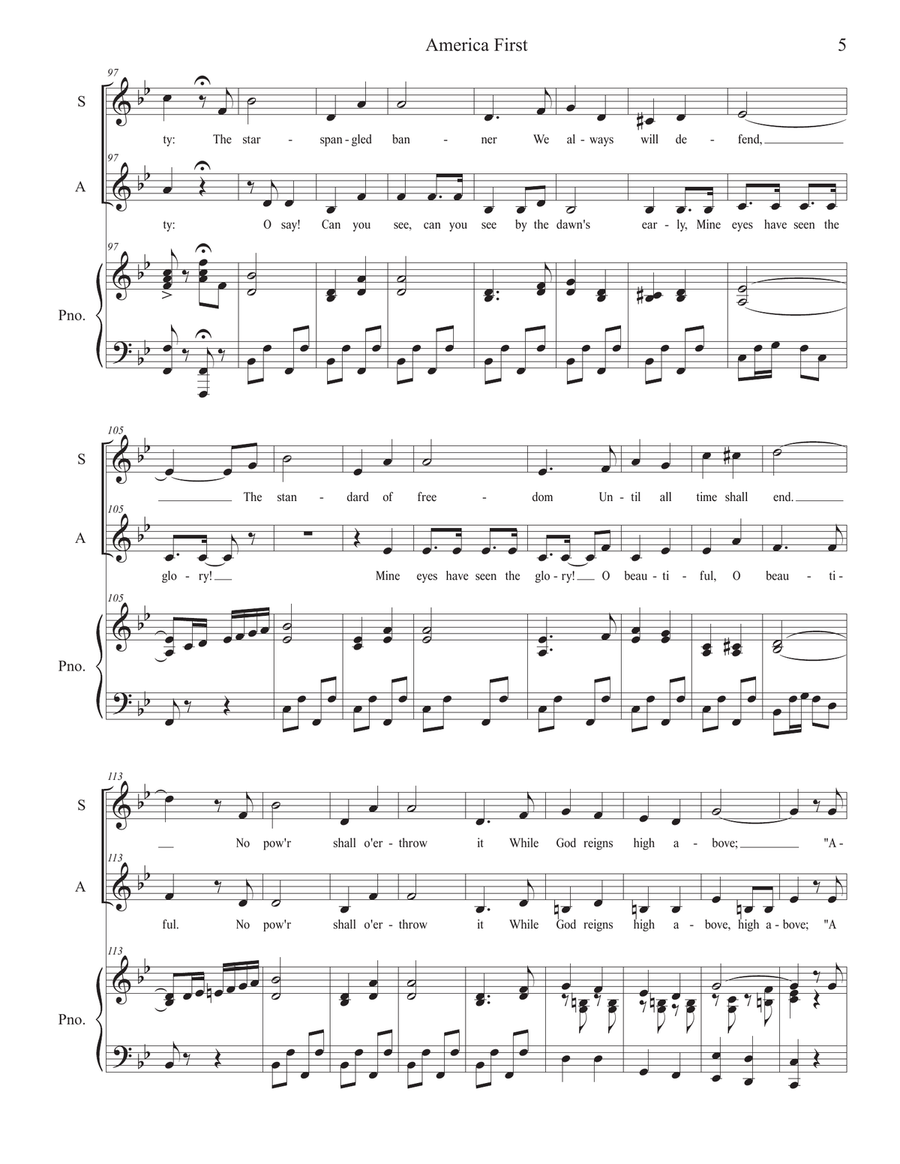 Patriotic Duets for Soprano and Alto solo Alto Voice scores gallery preview page 6
