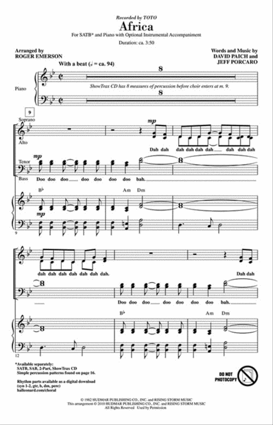 Africa 4-Part scores gallery preview page 2