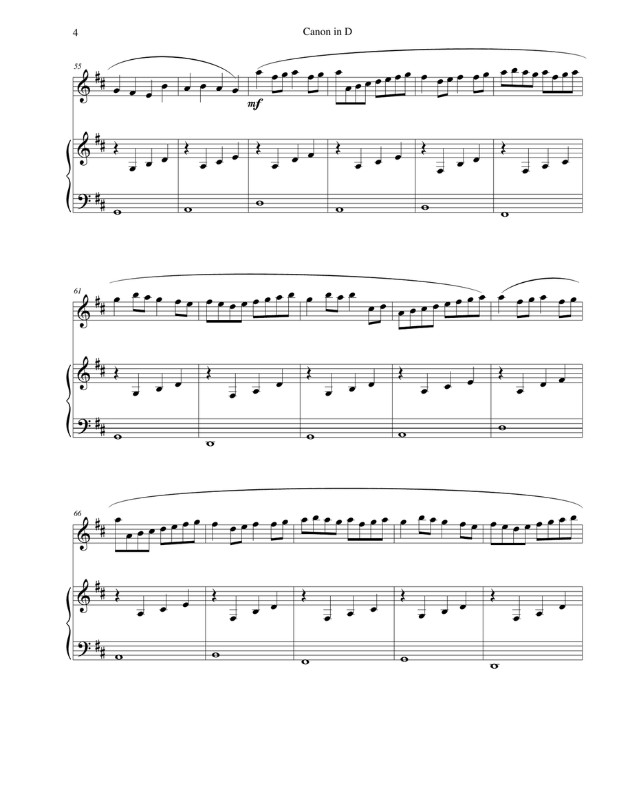 Pachelbel's Canon in D - for xylophone (or marimba) and piano Piano scores gallery preview page 4