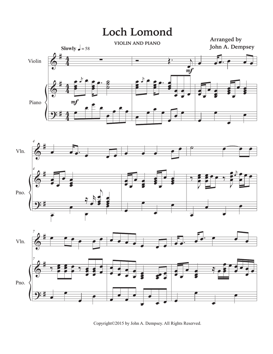 Loch Lomond (Violin and Piano) Violin Solo scores gallery preview page 5