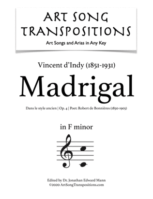 D'INDY: Madrigal (transposed to F minor)