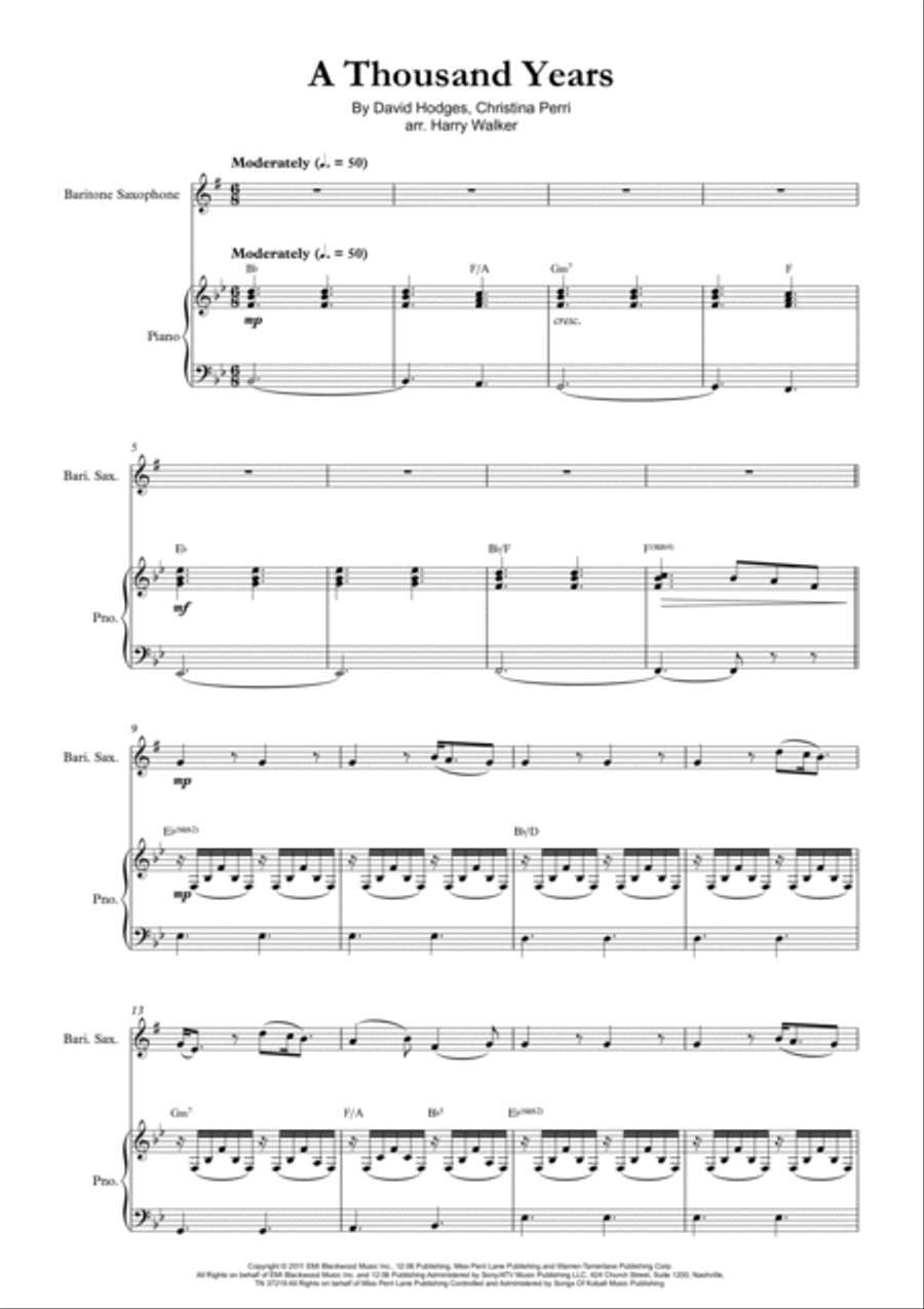 A Thousand Years Baritone Saxophone scores gallery preview page 3