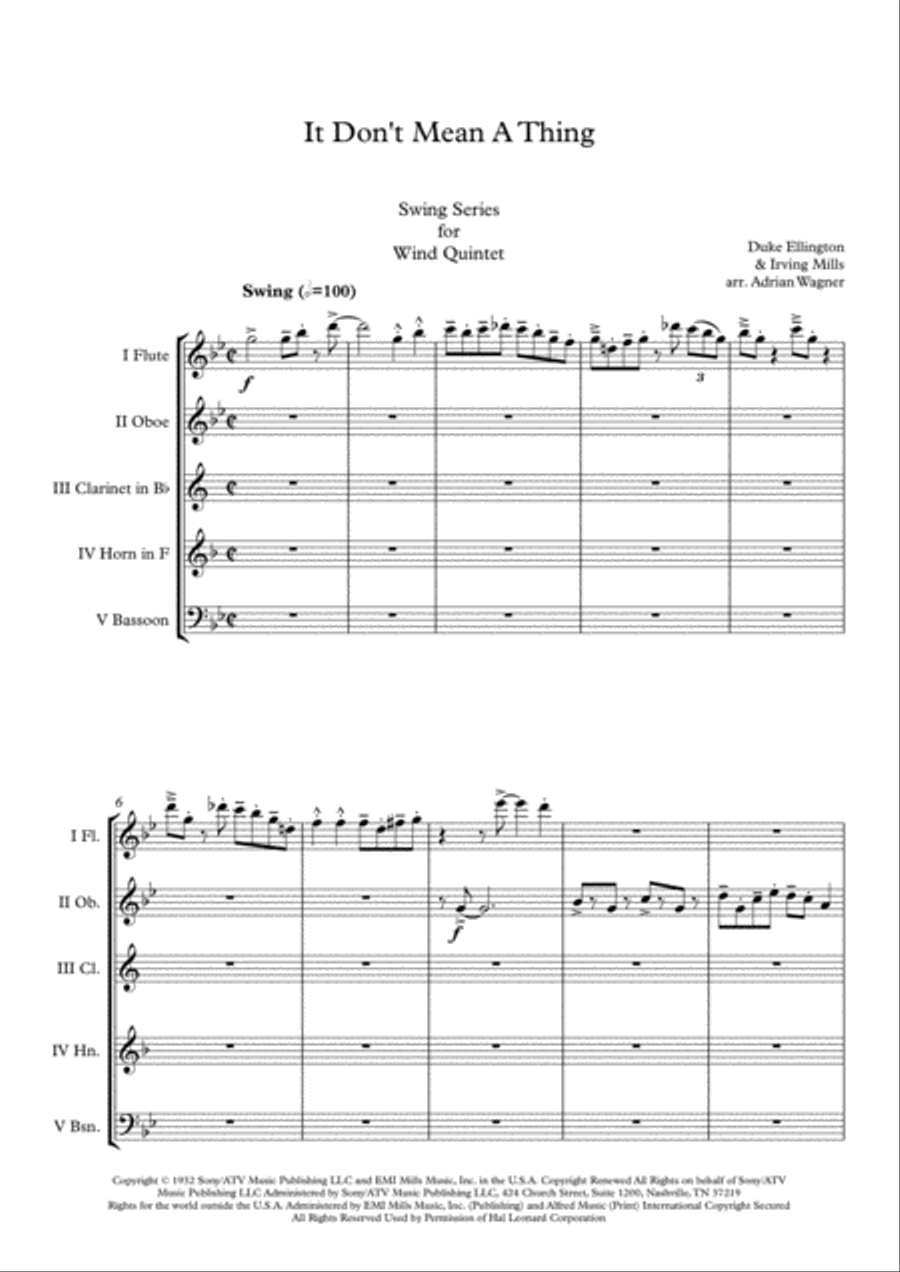 It Don't Mean A Thing (If It Ain't Got That Swing) Woodwind Quintet scores gallery preview page 3