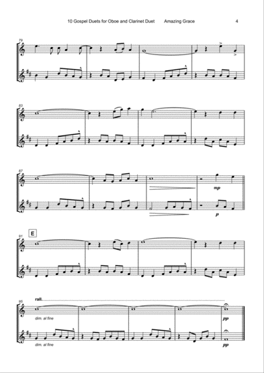 10 Gospel Duets for Oboe and Clarinet Woodwind Duet scores gallery preview page 6