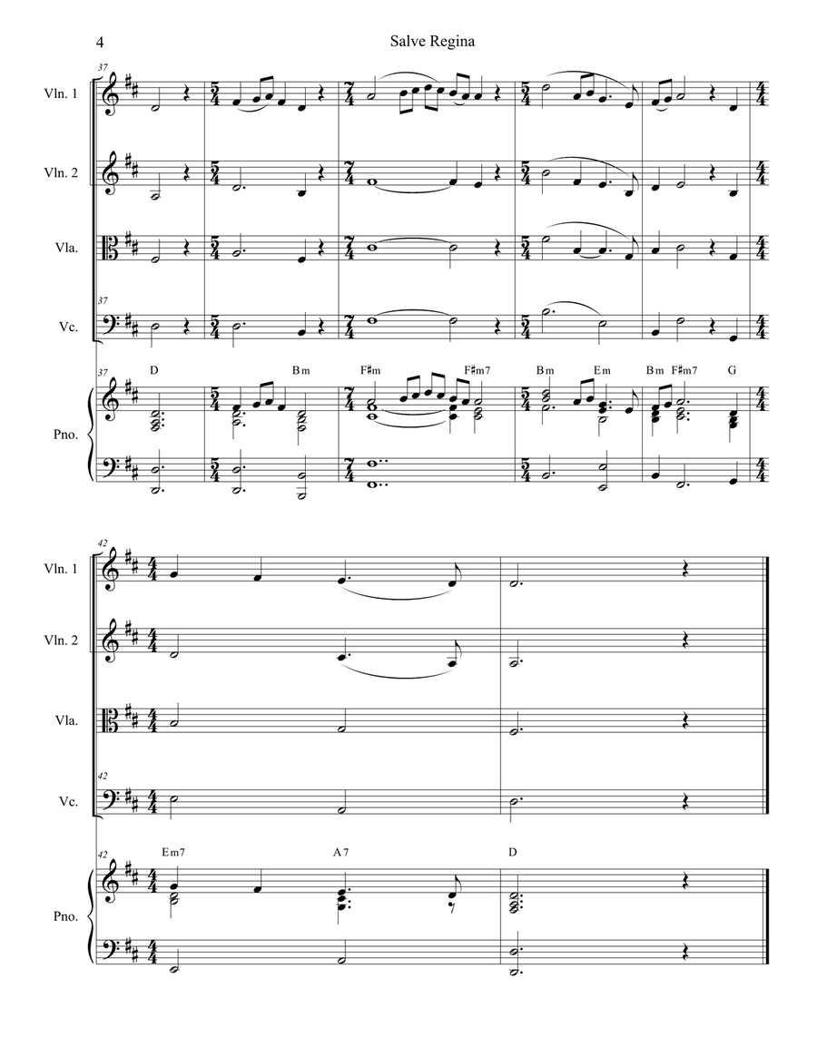 Salve Regina (Chant) (String Quartet and Piano) Piano Quintet scores gallery preview page 5