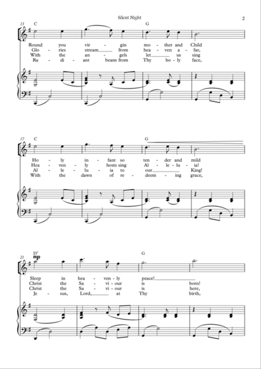 Silent Night (G major - with chords) Silent Night (G major - with chords) Voice scores gallery preview page 2