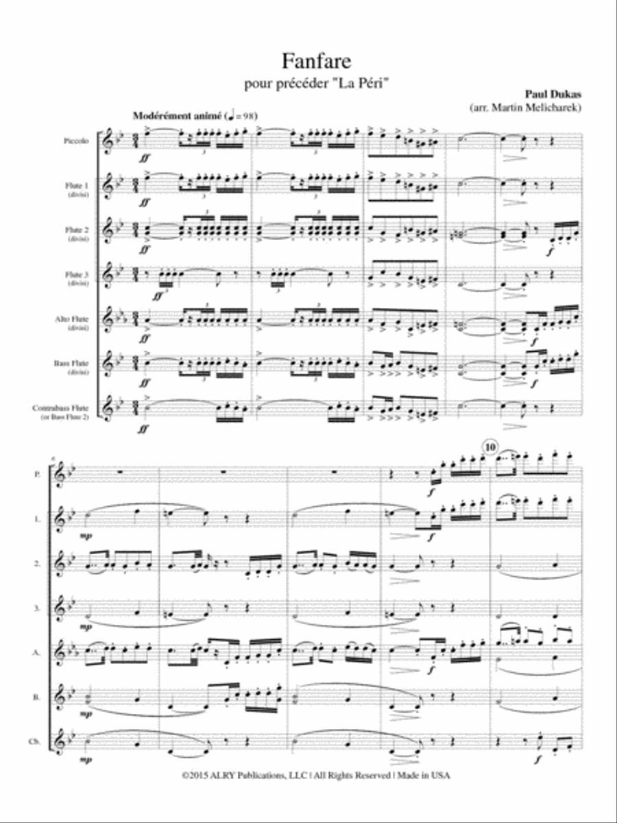 Fanfare pour predecer La Peri for Flute Choir Flute Choir scores gallery preview page 2