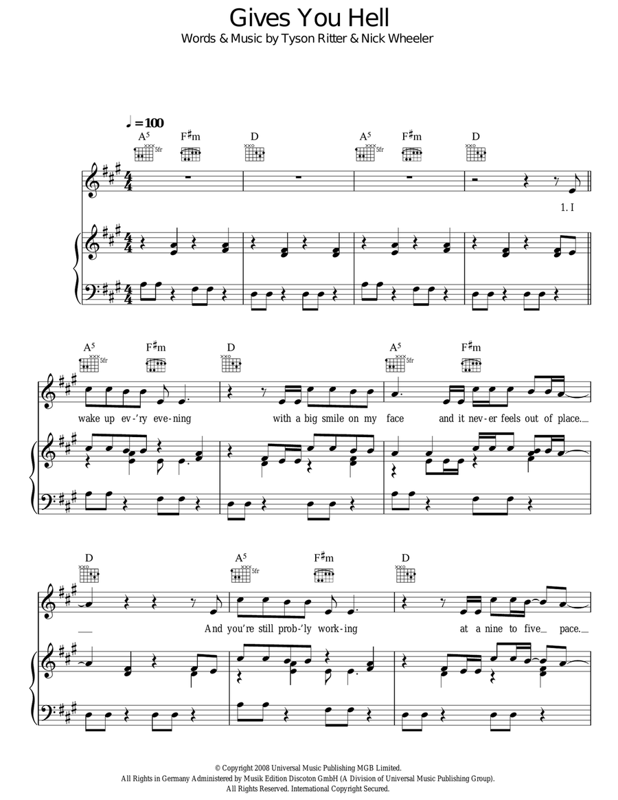 Gives You Hell Acoustic Guitar scores gallery preview page 1