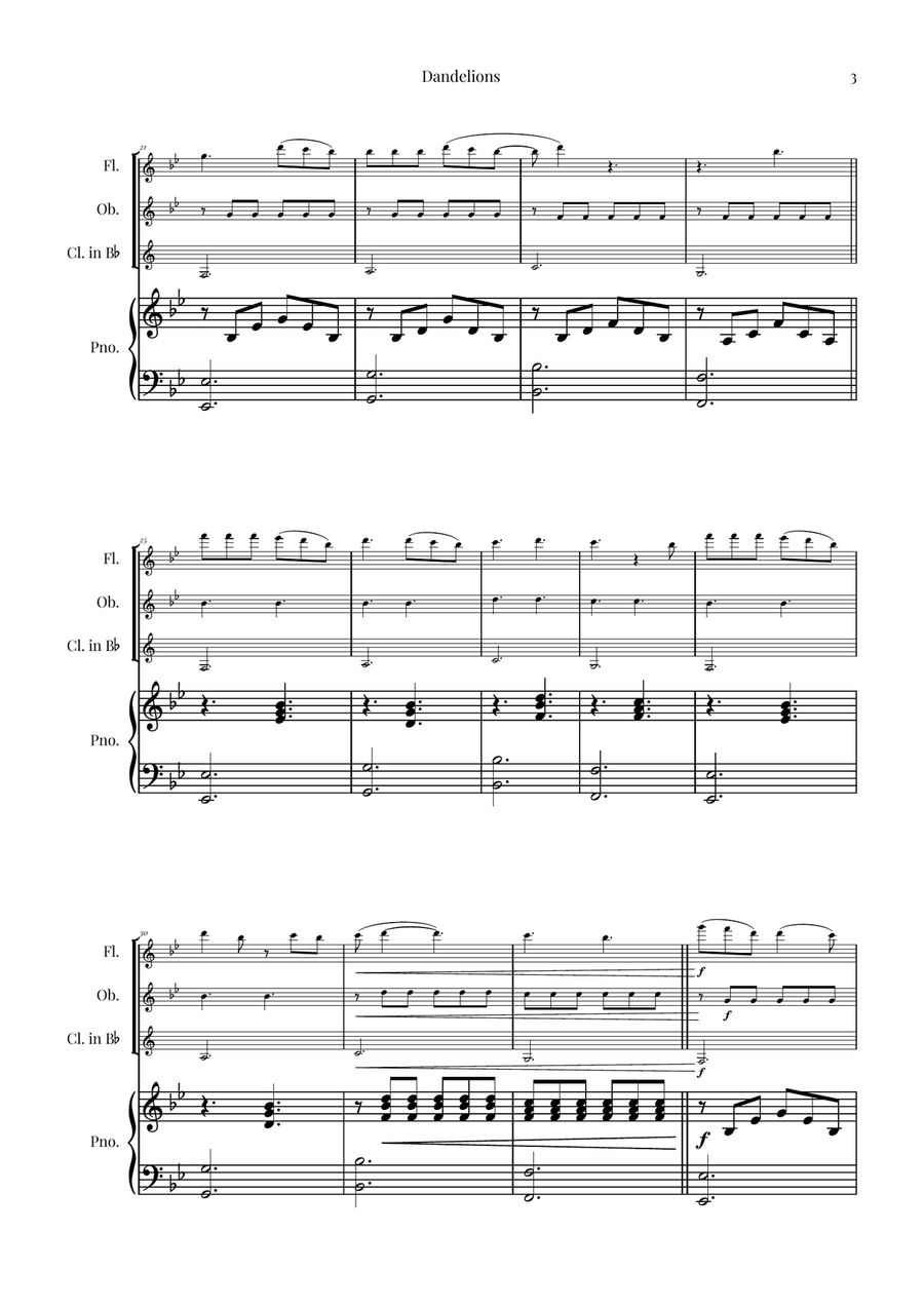 Dandelions Woodwind Trio scores gallery preview page 3