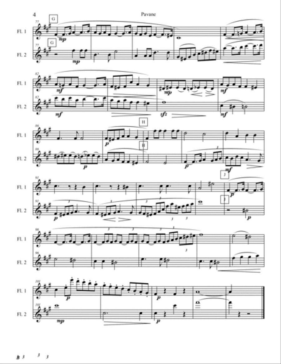 Pavane for Two Flutes Flute Duet scores gallery preview page 5