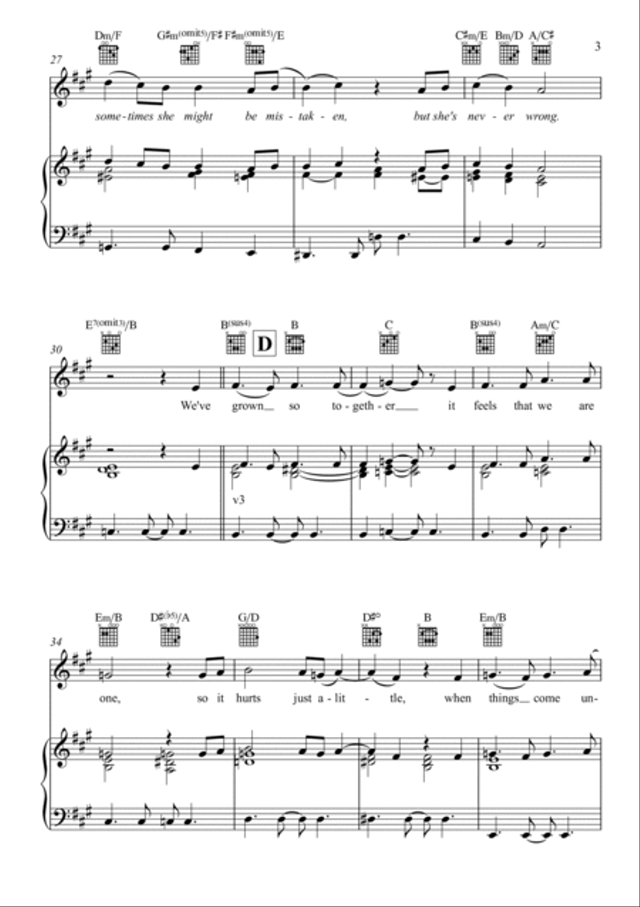 She's Never Wrong Piano, Vocal, Guitar scores gallery preview page 3