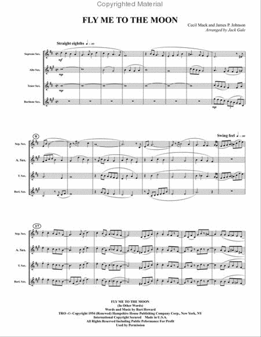 Fly Me To The Moon Saxophone Quartet scores gallery preview page 2