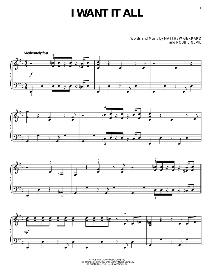 I Want It All I Want It All Piano Solo scores gallery preview page 1