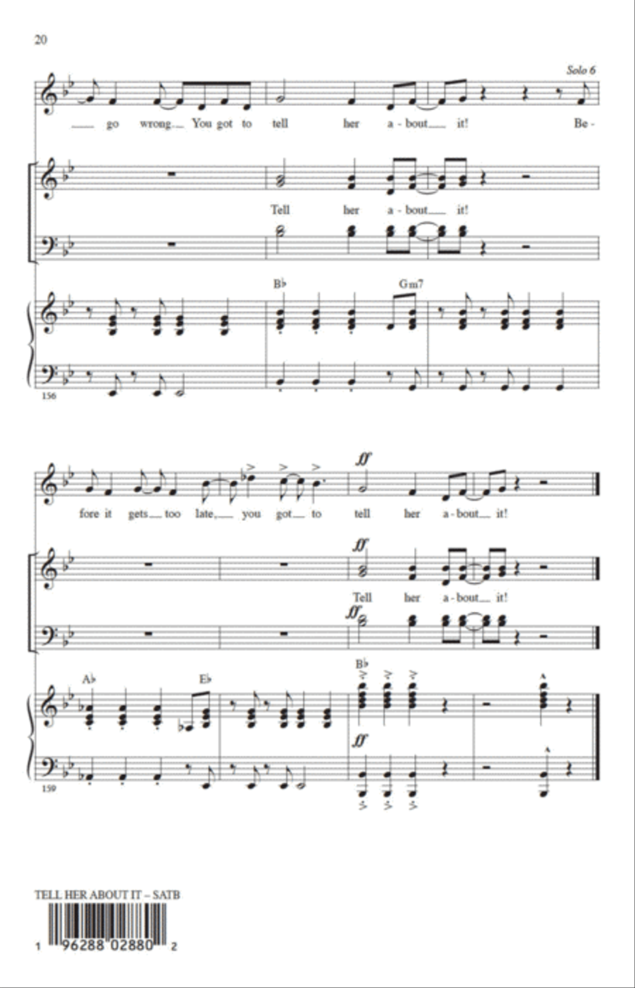 Tell Her About It (arr. Jack Zaino) 4-Part scores gallery preview page 18