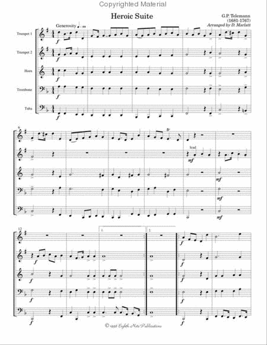 Heroic Suite Heroic Suite Brass Quintet scores gallery preview page 2