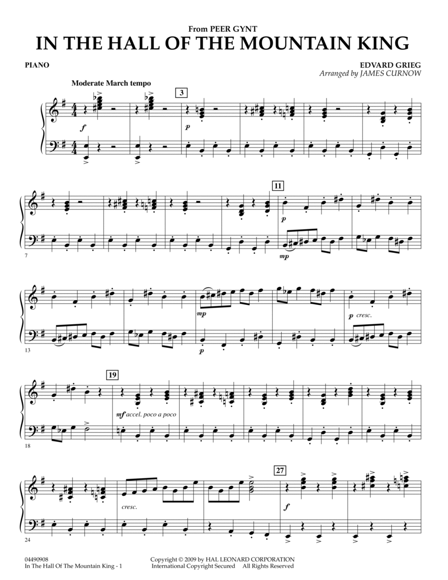In the Hall of the Mountain King - Piano Piano scores gallery preview page 1