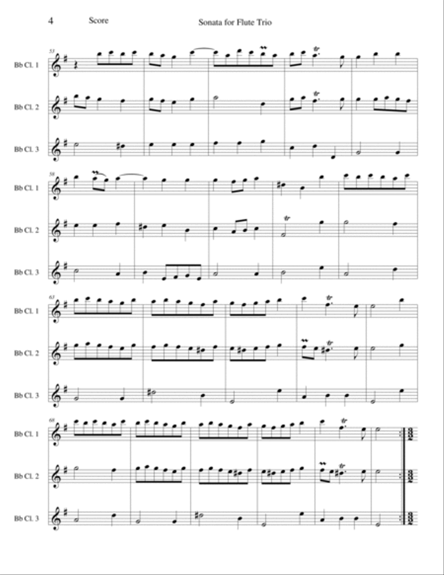 Flute Sonata, Opus 7 No. 6 Clarinet Trio scores gallery preview page 4