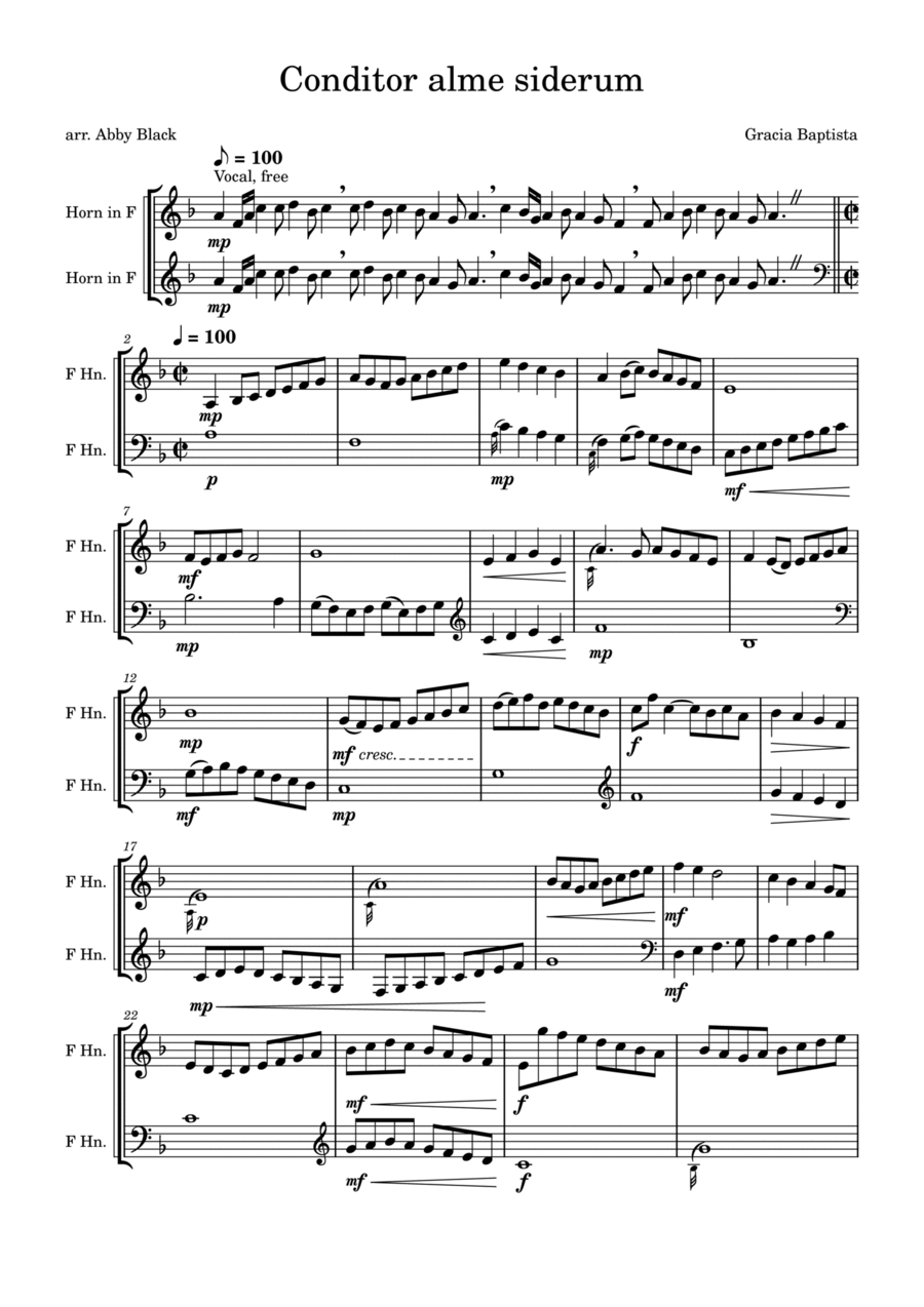 Conditor Alme Siderum Brass Duet scores gallery preview page 1
