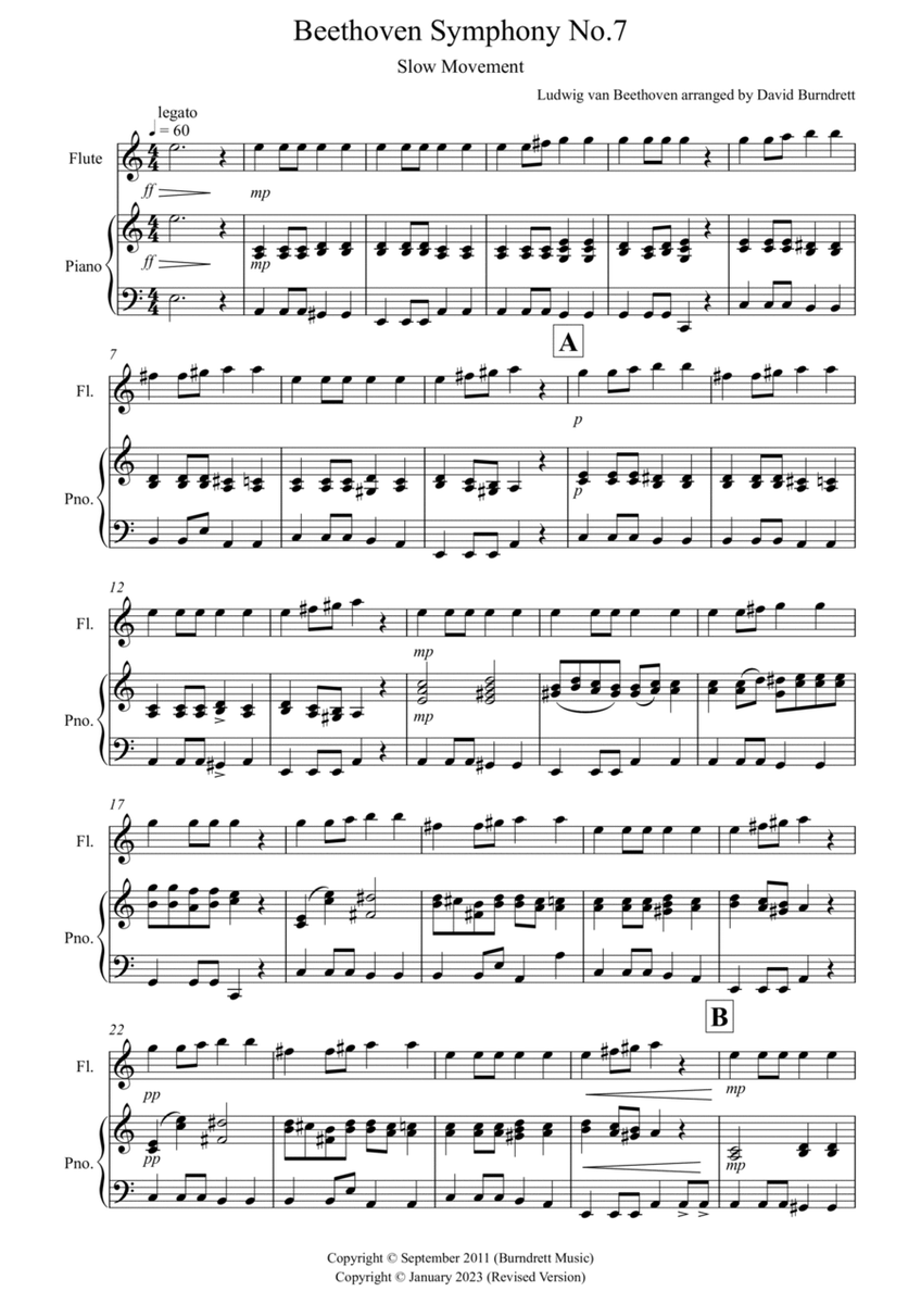 Beethoven Symphony No.7 (slow movement) for Flute and Piano image number null