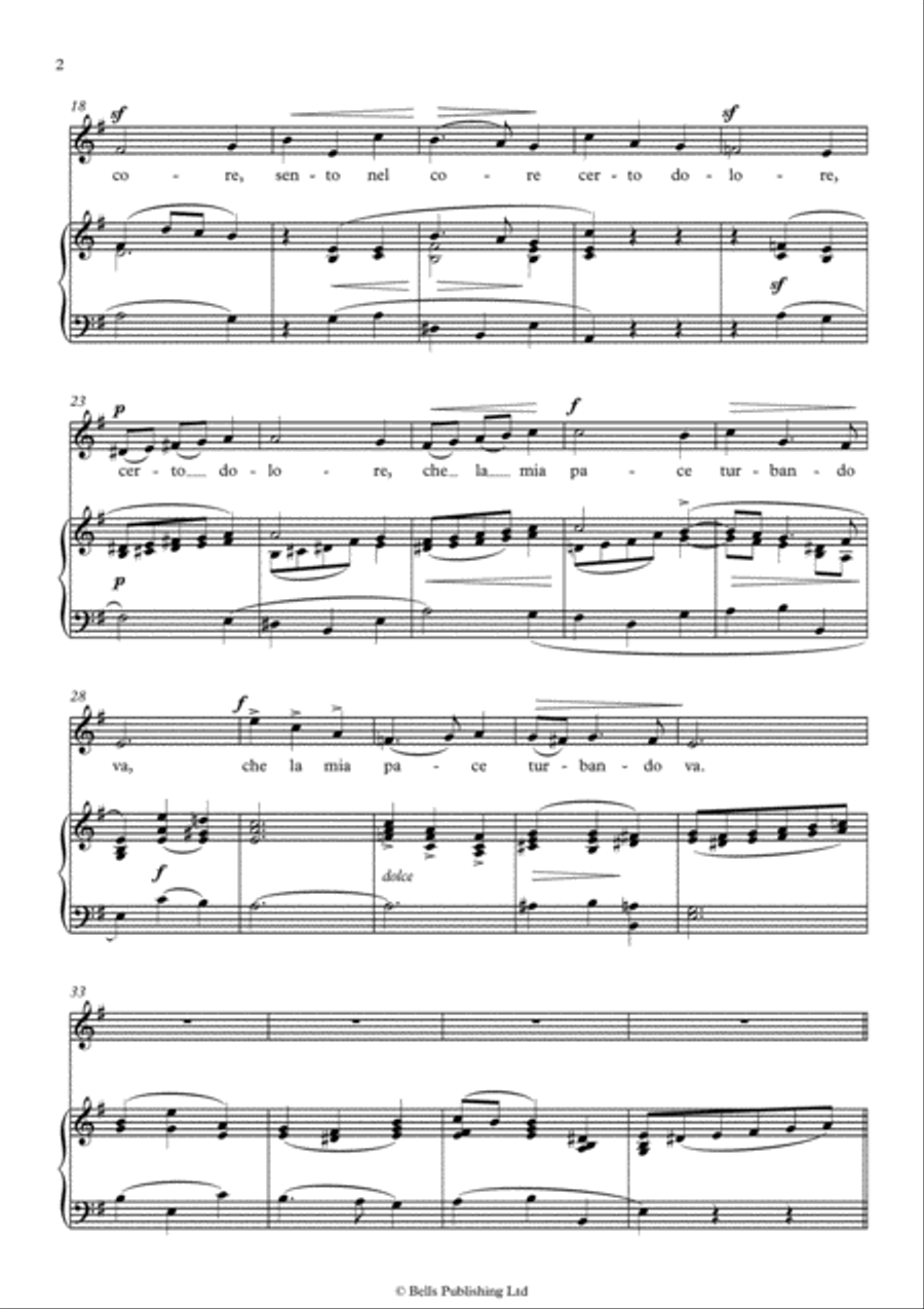 Sento nel core (Original key. E minor) Voice Solo scores gallery preview page 2
