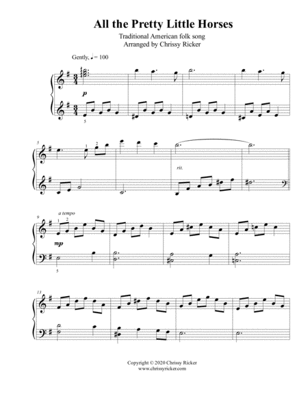All the Pretty Little Horses - intermediate piano image number null