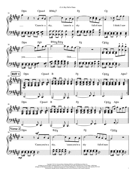 A Sky Full Of Stars (Piano Version) - Original Key: F#Major/D#minor image number null