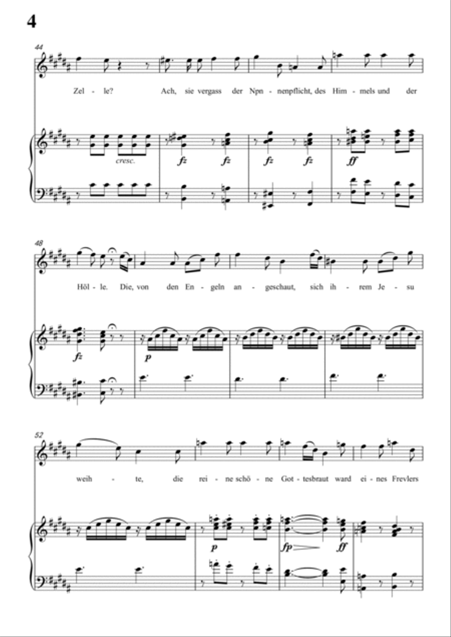 Schubert-Die Nonne in B D.208,for Vocal and Piano Voice scores gallery preview page 5