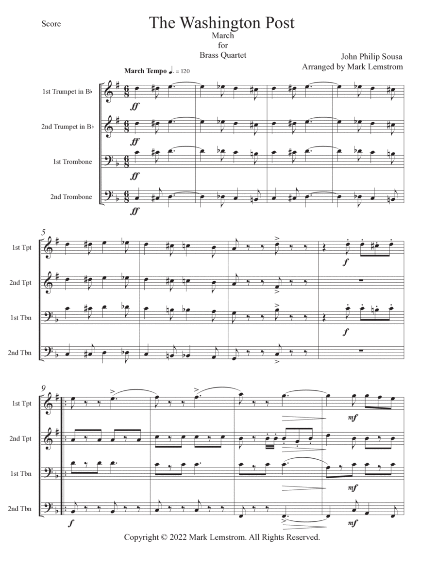 Washington Post Washington Post Trombone scores gallery preview page 1