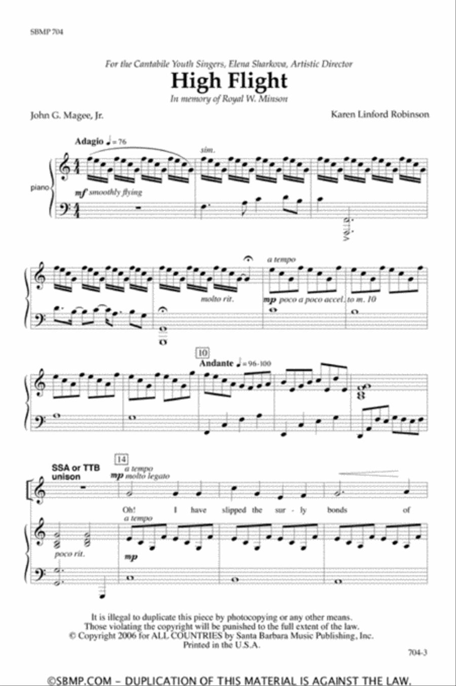 High Flight - SSA Octavo SSA scores gallery preview page 2