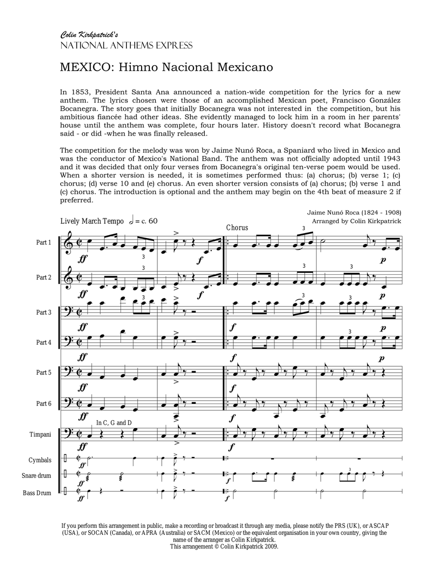 Mexico National Anthem: Himno Nacional Mexicano Large Ensemble scores gallery preview page 4