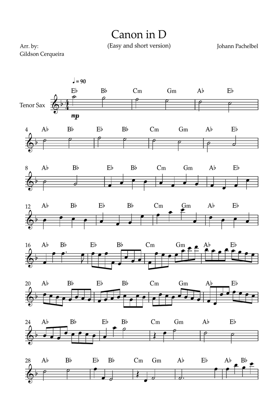 Canon in D Chamber Music scores gallery preview page 1
