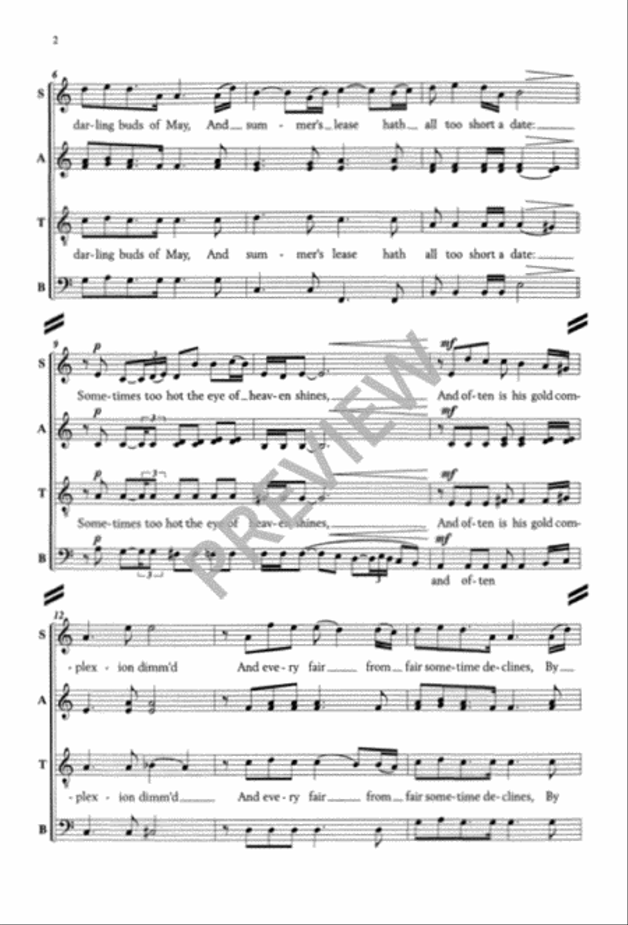 Shall I Compare Thee to a Summer's Day 4-Part scores gallery preview page 4
