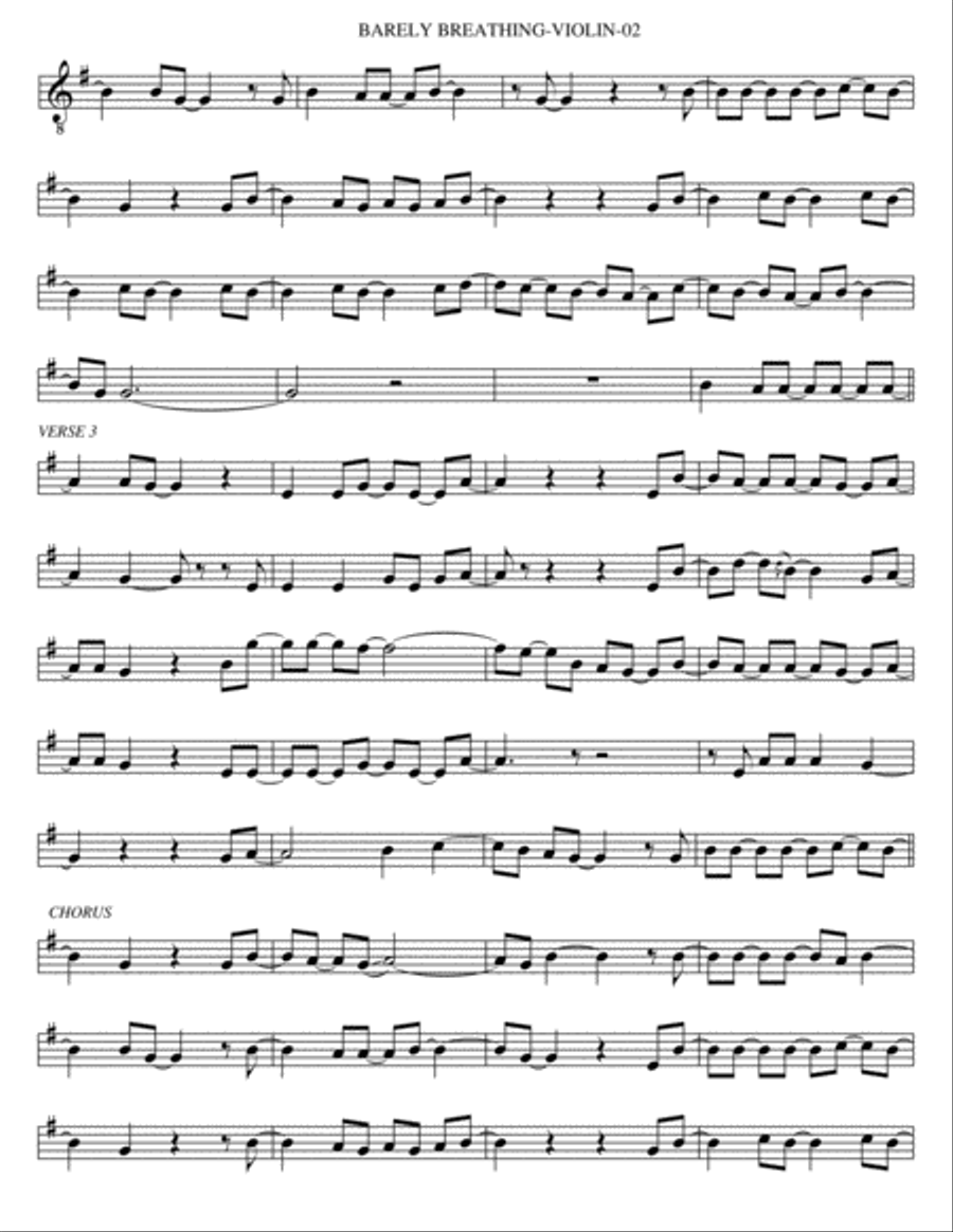 Barely Breathing Barely Breathing Violin Solo scores gallery preview page 2