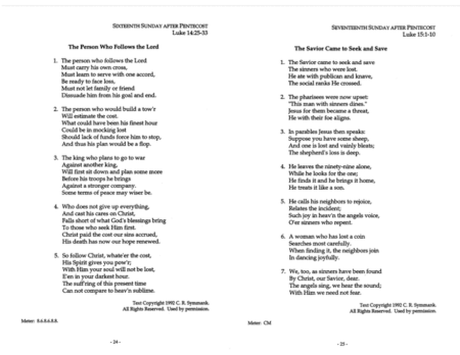 The Gospel Narrative Hymns for the Pentecost Season Series C