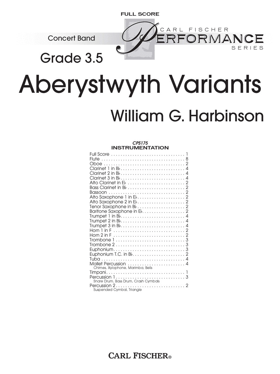 Aberystwyth Variants Concert Band scores gallery preview page 1