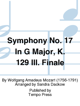 Book cover for Symphony No. 17 in G, K. 129: Finale