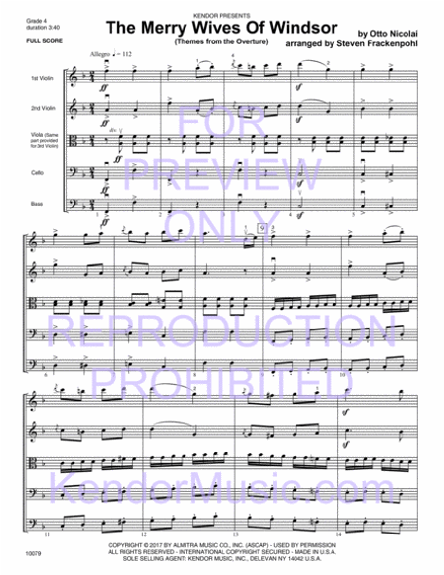 Merry Wives Of Windsor, The (Themes From The Overture) Orchestra scores gallery preview page 3